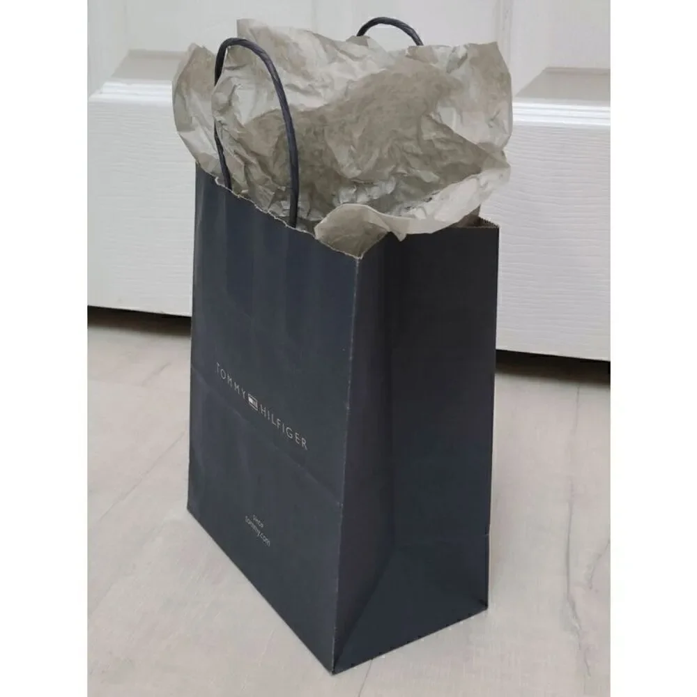 TOMMY HILFIGER Empty Paper Shopping Gift Bag w/Tissues Size 8 x 10 x 4,5